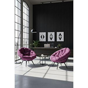 Hera 2'li Berjer Koltuk & Yatak Olabilen Minder Koyu Mor