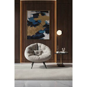 Geniş Oturma Alanlı Tekli Berjer Koltuk | Uzun Ömürlü Kumaş | New York Modern Tasarım | Keten Krem