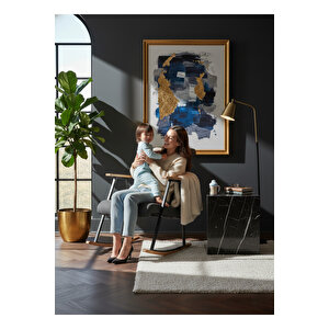 Sallanır Ahşap Detaylı Tv Koltuğu | Sallanan Sandalye & Dinlenme Koltuğu | Dubai Tasarım | Füme