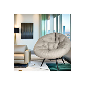 Ergonomik Şık Berjer Tekli Koltuk | Modern Tasarım & Üstün Konfor | Yastıklı & Minderli | Keten Krem