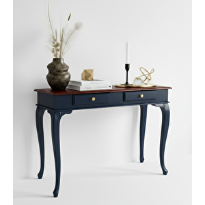 110 Cm Masif Çekmeceli Lükens Lacivert Ceviz Dresuar