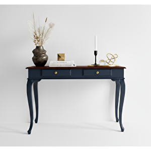 110 Cm Masif Çekmeceli Lükens Lacivert Ceviz Dresuar