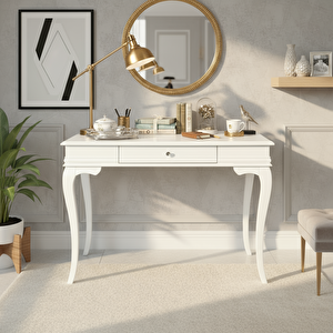 120 Cm Masif Rustik Beyaz Dresuar