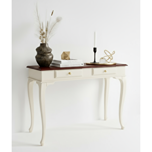 110 Cm Masif Çekmeceli Lükens Krem Ceviz Dresuar