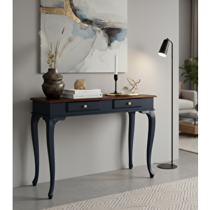 120 Cm Masif Çekmeceli Lükens Lacivert Ceviz Dresuar