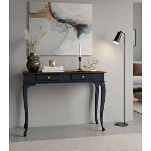 120 Cm Masif Çekmeceli Lükens Lacivert Ceviz Dresuar