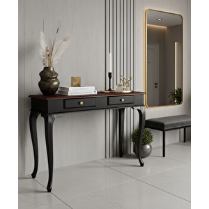 120 Cm Masif Çekmeceli Lükens Siyah Ceviz Dresuar