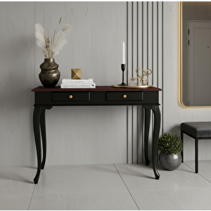 120 Cm Masif Çekmeceli Lükens Siyah Ceviz Dresuar