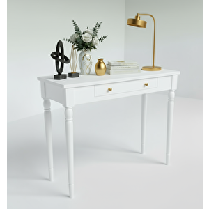 120 Cm Masif Tornalı Beyaz Dresuar