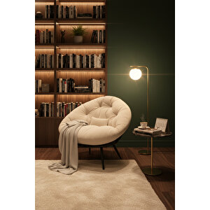 Chic Modern Berjer | Tay Tüyü Kumaşlı Ergonomik Tekli Koltuk | Kitap Okuma & Rahat Dinlenme Koltuğu Krem