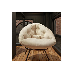 Chic Modern Berjer | Tay Tüyü Kumaşlı Ergonomik Tekli Koltuk | Kitap Okuma & Rahat Dinlenme Koltuğu Krem