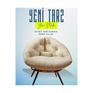 Ergonomik Modern Berjer Tekli Koltuk | Geniş Ve Rahat Oturma Alanı | Okuma & Dinlenme Koltuğu Krem