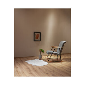 Sallanir Sandalye Ahşap Detayli Tv Koltuğu Sallanan Sandalye Keten Gri̇ Keten Gri