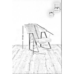 Sallanir Sandalye Ahşap Detayli Tv Koltuğu Sallanan Sandalye Keten Gri̇ Keten Gri