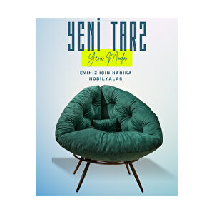Ergonomik Modern Berjer Tekli Koltuk | Geniş Ve Rahat Oturma Alanı | Okuma & Dinlenme Koltuğu Yeşil