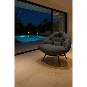 Chic Modern Berjer | Tay Tüyü Kumaşlı Ergonomik Tekli Koltuk | Kitap Okuma & Rahat Dinlenme Koltuğu Füme