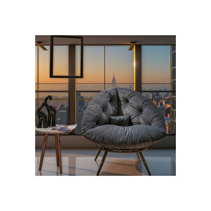 Chic Modern Berjer | Tay Tüyü Kumaşlı Ergonomik Tekli Koltuk | Kitap Okuma & Rahat Dinlenme Koltuğu Füme