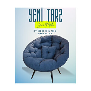 Ergonomik Modern Berjer Tekli Koltuk | Geniş Ve Rahat Oturma Alanı | Okuma & Dinlenme Koltuğu Lacivert