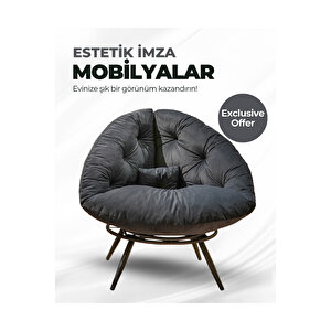 Miouus Berjer | California Esintili Tekli Koltuk | Kitap Okuma & Rahat Dinlenme Koltuğu Füme