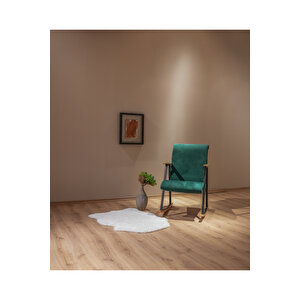 Sallanir Sandalye Ahşap Detayli Tv Koltuğu Sallanan Sandalye Yesil Yeşil