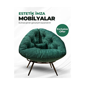 Miouus Berjer | California Esintili Tekli Koltuk | Kitap Okuma & Rahat Dinlenme Koltuğu Yeşil