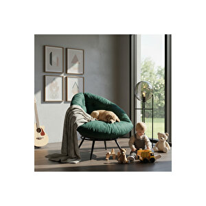 Miouus Berjer | California Esintili Tekli Koltuk | Kitap Okuma & Rahat Dinlenme Koltuğu Yeşil