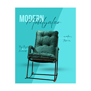 Premium Sallanır Sandalye & Dinlenme Koltuğu | Modern Tv Koltuğu, Ergonomik Yastıklı Rahat Koltuk Yeşil