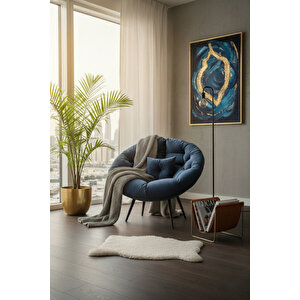 Chic Modern Berjer | Tay Tüyü Kumaşlı Ergonomik Tekli Koltuk | Kitap Okuma & Rahat Dinlenme Koltuğu Lacivert