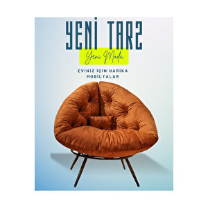 Ergonomik Modern Berjer Tekli Koltuk | Geniş Ve Rahat Oturma Alanı | Okuma & Dinlenme Koltuğu Turuncu
