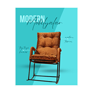 Premium Sallanır Sandalye & Dinlenme Koltuğu | Modern Tv Koltuğu, Ergonomik Yastıklı Rahat Koltuk Turuncu