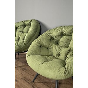 Luxury Çok Fonksiyonlu 2'li Berjer Koltuk & Yatak Olabilen Minder | Şık, Pratik, Modern, Konforlu Yeşil