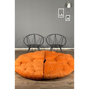 Luxury Çok Fonksiyonlu 2'li Berjer Koltuk & Yatak Olabilen Minder | Şık, Pratik, Modern, Konforlu Turuncu
