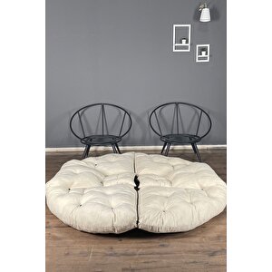 Luxury Çok Fonksiyonlu 2'li Berjer Koltuk & Yatak Olabilen Minder | Şık, Pratik, Modern, Konforlu Krem