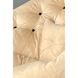 Luxury Çok Fonksiyonlu 2'li Berjer Koltuk & Yatak Olabilen Minder | Şık, Pratik, Modern, Konforlu Krem