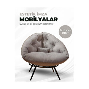 Miouus Berjer | California Esintili Tekli Koltuk | Kitap Okuma & Rahat Dinlenme Koltuğu Gri