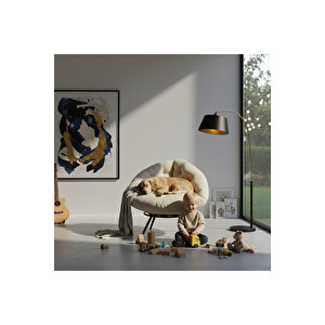 Miouus Berjer | California Esintili Tekli Koltuk | Kitap Okuma & Rahat Dinlenme Koltuğu Krem