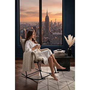 Premium Sallanır Sandalye & Dinlenme Koltuğu | Modern Tv Koltuğu, Ergonomik Yastıklı Rahat Koltuk Krem