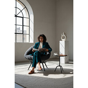 Tekli Koltuk Berjer | Yastıklı, Minderli Ve Geniş Oturma Alanı - Füme - 92 X 92 Cm