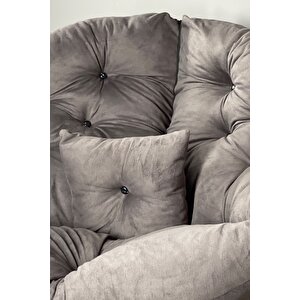 Tekli Koltuk Berjer | Yastıklı, Minderli Ve Geniş Oturma Alanı - Füme - 92 X 92 Cm