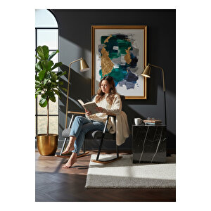 Sallanır Ahşap Detaylı Tv Koltuğu | Sallanan Sandalye & Dinlenme Koltuğu | Modern Tasarım | Füme