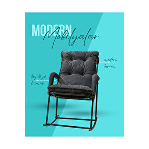 Premium Sallanır Sandalye & Dinlenme Koltuğu | Modern Tv Koltuğu, Ergonomik Yastıklı Rahat Koltuk Füme