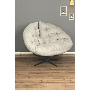 Ronin 360 Derece Döner Mekanizmalı Berjer Tekli Koltuk - Modern Ve Şık Tasarım - Gri