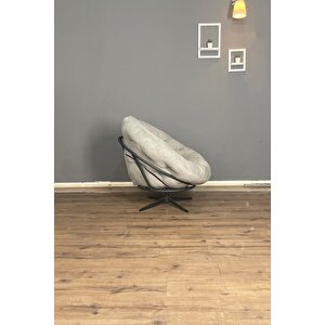 Ronin 360 Derece Döner Mekanizmalı Berjer Tekli Koltuk - Modern Ve Şık Tasarım - Gri