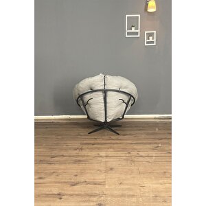 Ronin 360 Derece Döner Mekanizmalı Berjer Tekli Koltuk - Modern Ve Şık Tasarım - Gri