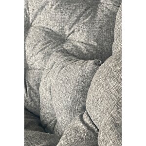 Tekli Koltuk Berjer | Kafe, Otel, Balkon, Ofis, Bahçe, Salon, Lobi | Minderli & Yastıklı | Keten Gri