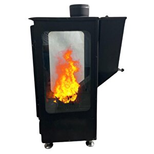 Kuntsa Sirius Üç Camlı Pelet Sobası Peletli Şömine