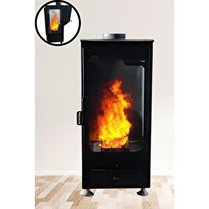 Kuntsa Sirius Üç Camlı Pelet Sobası Peletli Şömine