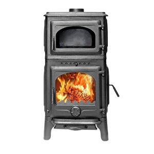 Volkan V-58c Üç Camlı Yan Kapak Fırınlı Döküm Şömine Soba