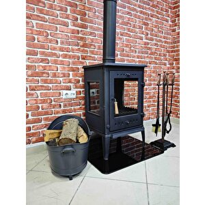 Volkan V-04 Üç Camlı Döküm Şömine Soba