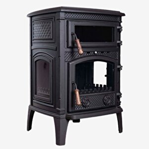 Volkan V-09 Üç Camlı Yan Kapak Fırınlı Döküm Şömine Soba